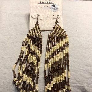 White and bronze beaded earrings